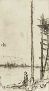 造船所の庭、1875年（紙に乾燥点） 作： James Abbott McNeill Whistler